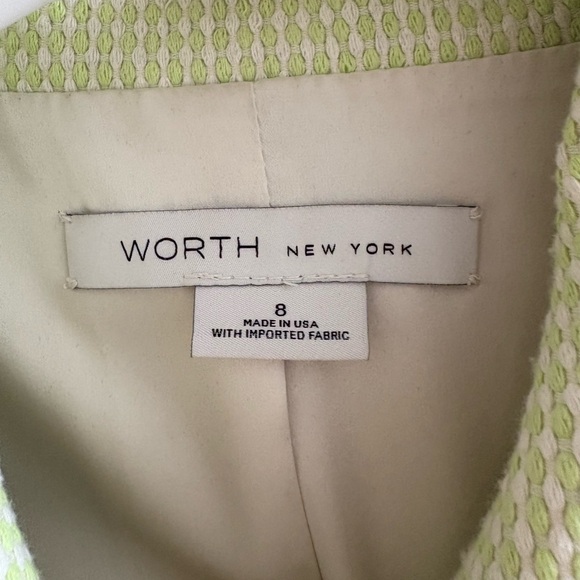 Worth New York Woven Green and White Clasp Blazer Jacket Size 8 - Picture 7 of 8